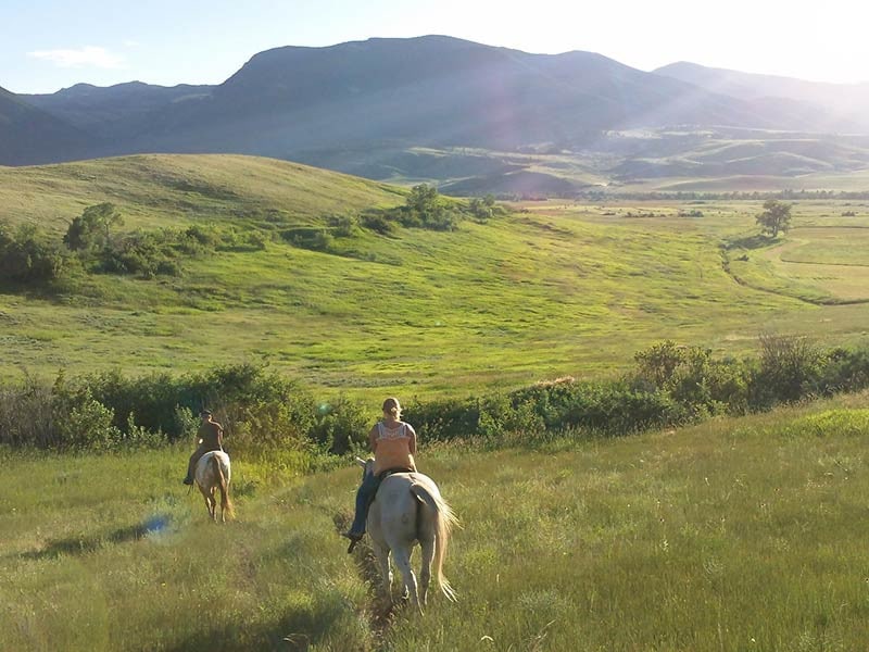 Riding horses at Eatons' Ranch